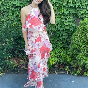 Mango ruffled floral print dress